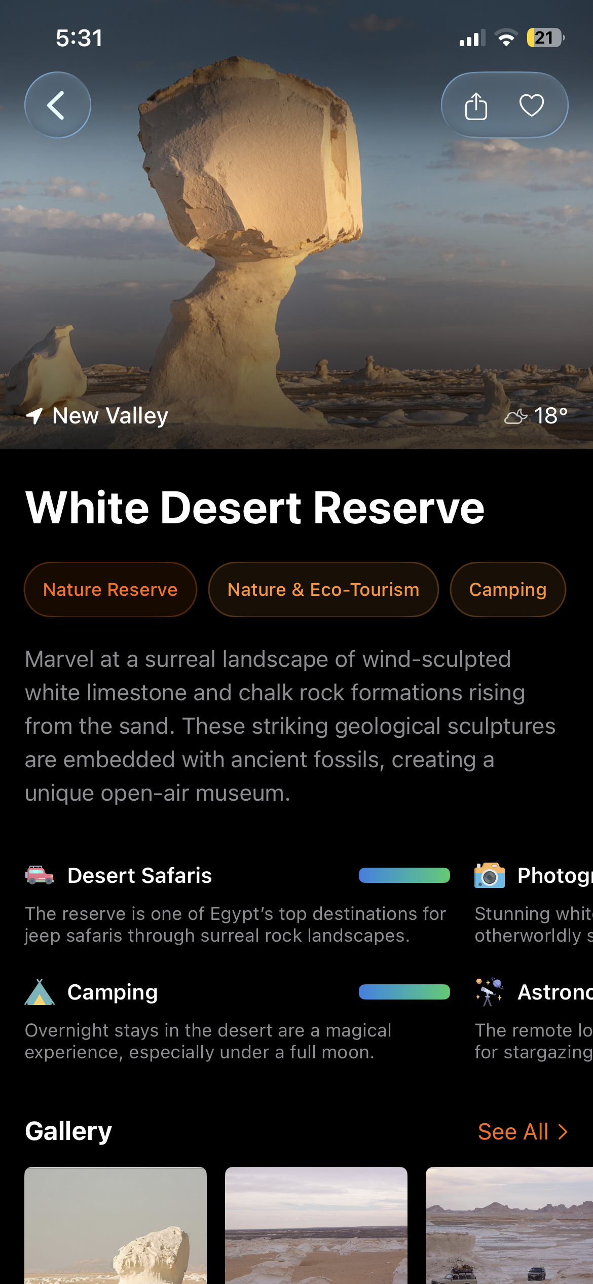 InEgypt Attraction Detail screen