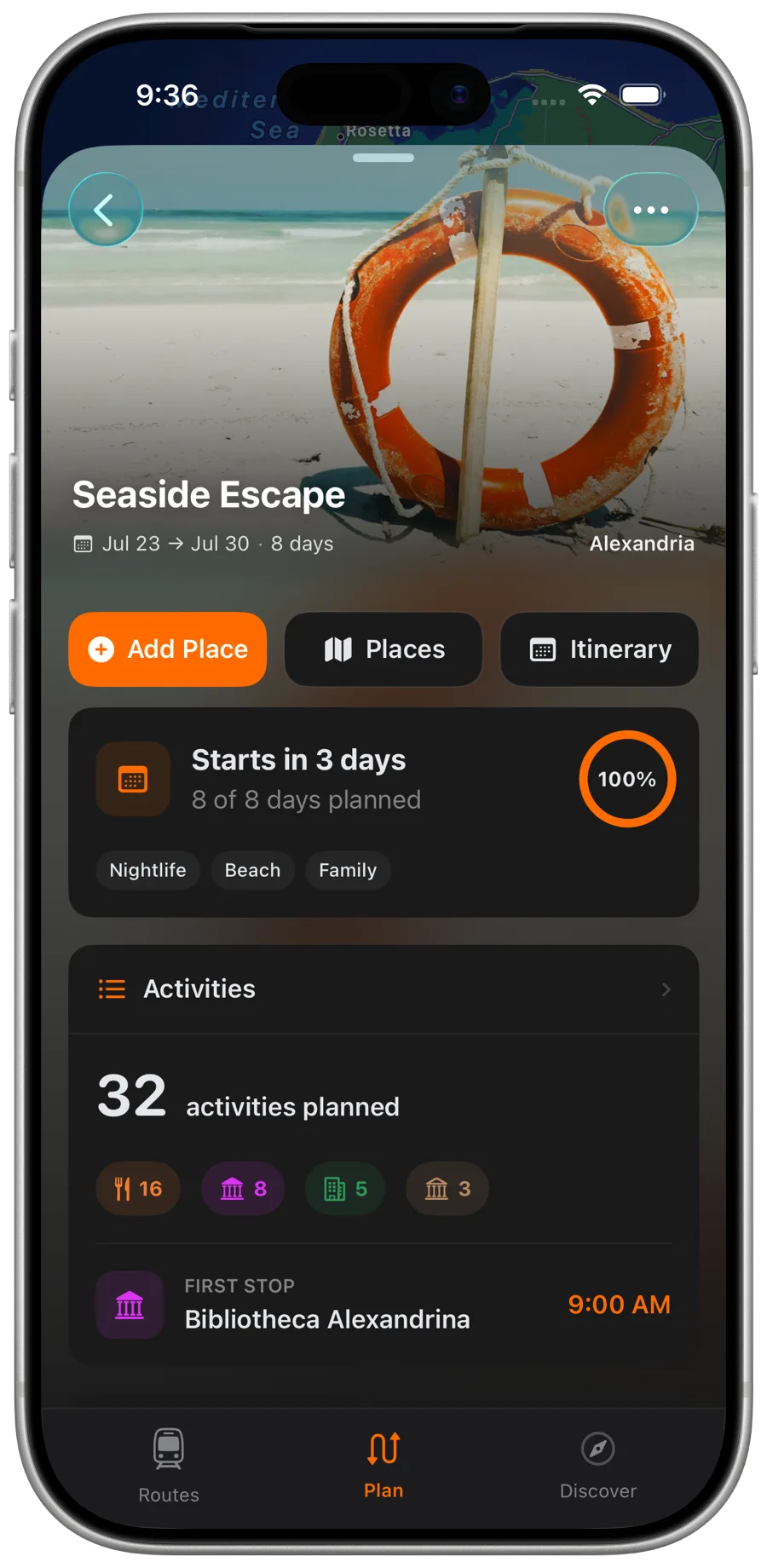 Generated trip overview